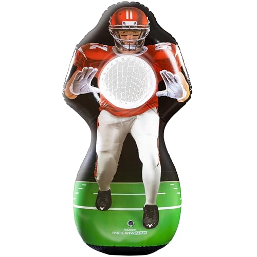 GoSports Inflataman Football Challenge - Includes 4 Rubber Footballs, Ball Pump, and Scoreboard - Inflatable Receiver To